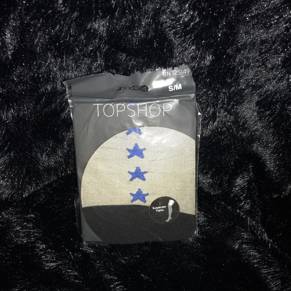 Suspender style hosiery w/ blue stars